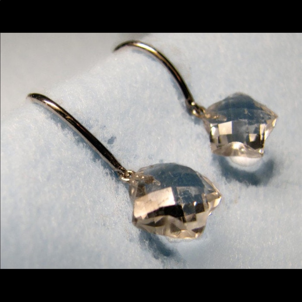 Vintage 14K GOLD rock crystal quartz star earrings - Picture 3 of 5